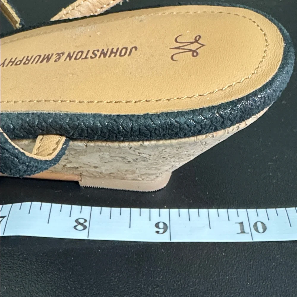 Johnston & Murphy Black Wedge Sandals